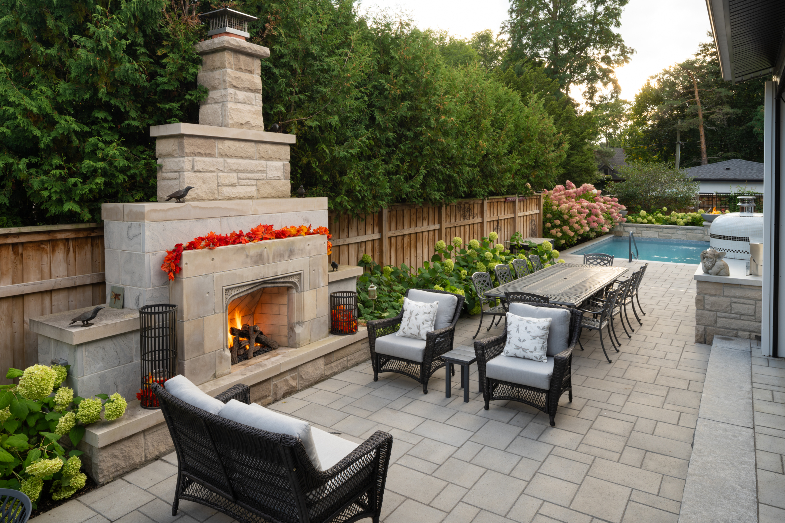 Earthscape Landscapes - The Green Room Property Outdoor Fireplace